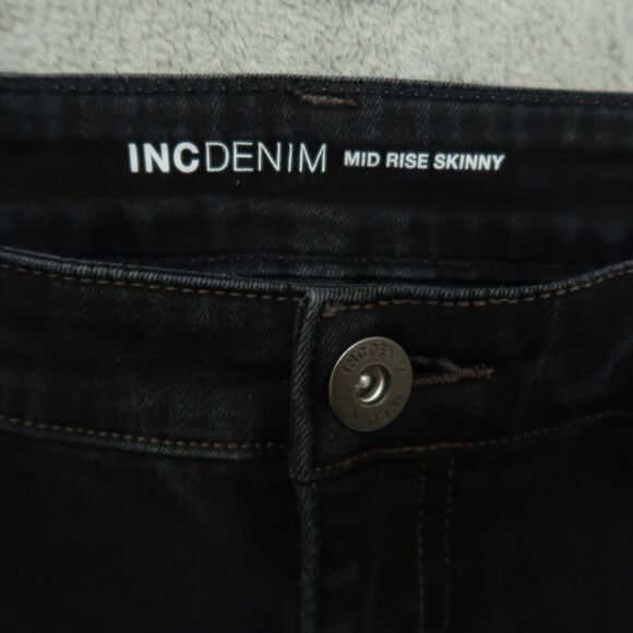 INC International Concepts Jeans Women's 4/27 Black Mid-Rise Skinny 28.5" Inseam - Picture 12 of 15